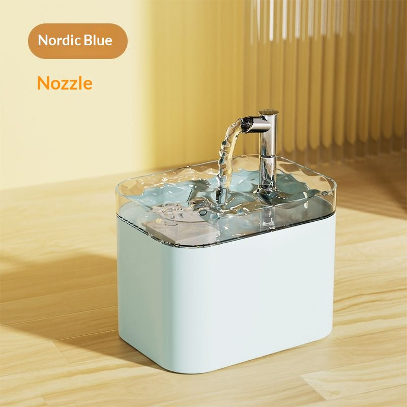 Blue standard fountain with faucet spout
