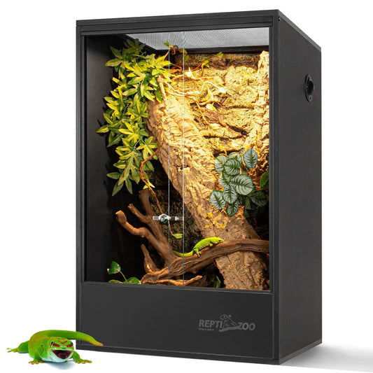 REPTIZOO 67 Gallon PVC Tall Reptile Tank 24" x18”x36” Large Reptile Terrarium for Gecko Lizard Chameleon Frog Snake Reptile Enclosure Habitat with Sliding Door & Top Screen Ventilation - from For Animals, With Love