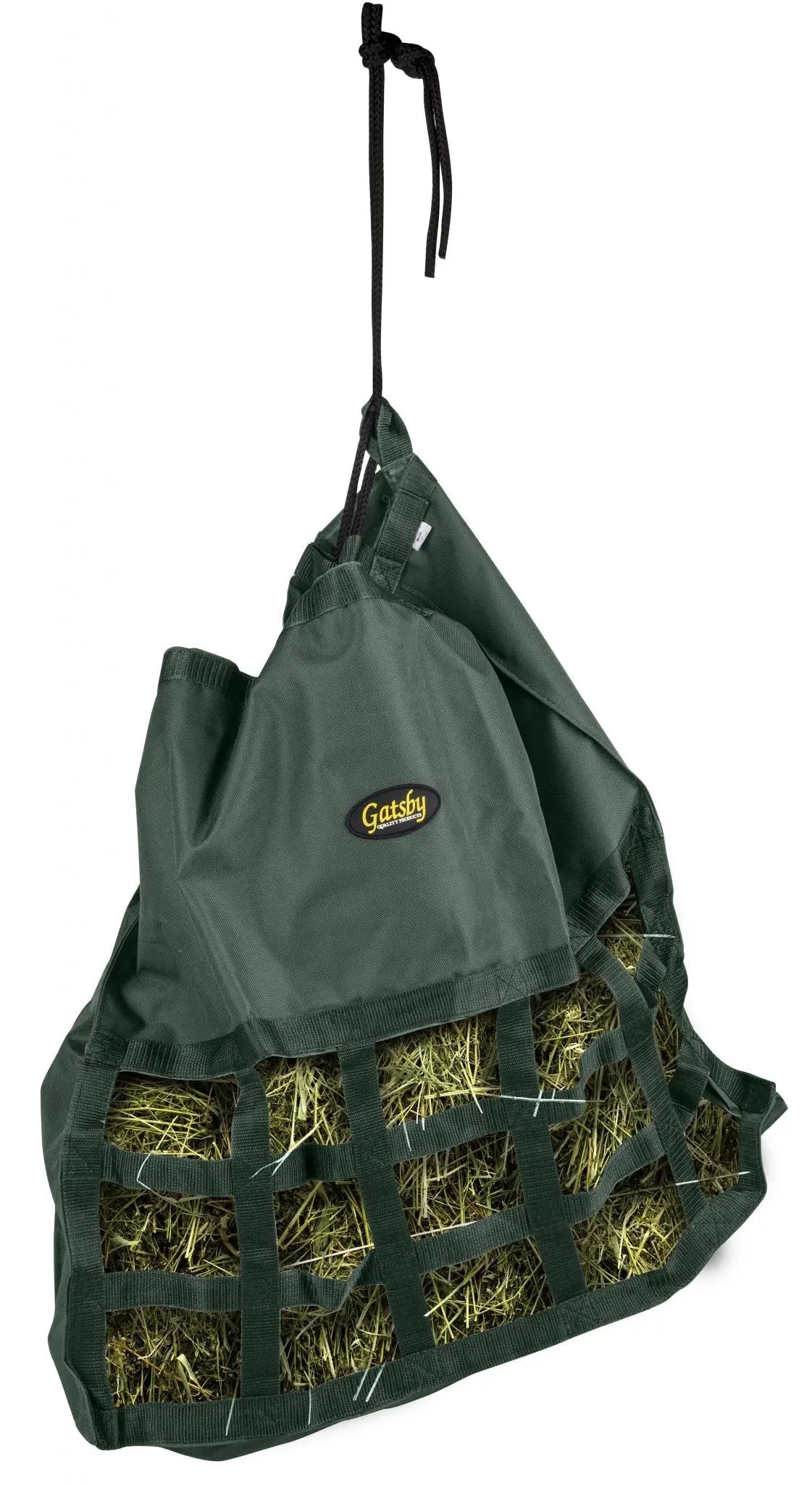 Gatsby Nylon Scratchless Slow Feed Hay Bag, green with rope hanger by StateLineTack