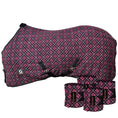 Bild in Galerie-Betrachter laden, Gatsby fleece dress sheet and 3 matching polo wraps, pink plaid, StateLineTack.
