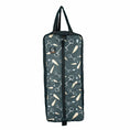 Cargar la imagen en la vista de la galería, Gatsby Print Nylon Padded Bridle Halter Bag by StateLineTack; dark green with paddle motif, dual top handles
