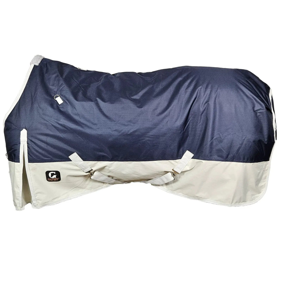 Gatsby Delta 600D turnout blanket, 250g waterproof, navy blue with light gray trim