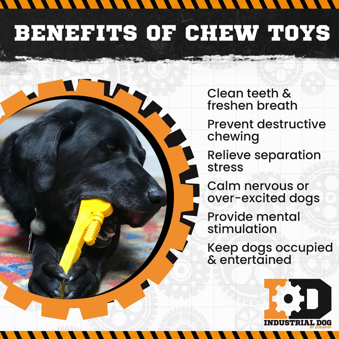 SodaPup Pipe Wrench nylon dog chew toy in yellow or brown, view 6
