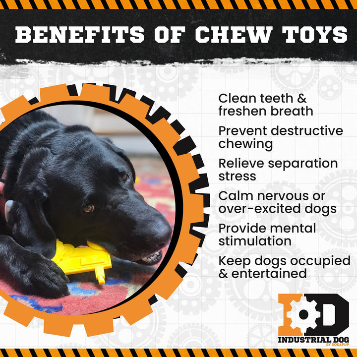 SodaPup Tractor eChew nylon dog chew toy in yellow or brown, view 5