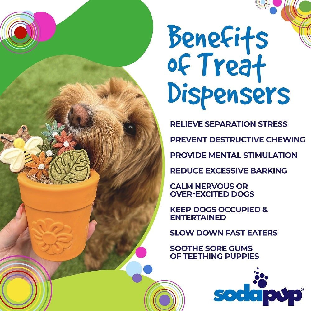 SodaPup Flower Pot rubber eCup dog treat dispenser in green, view 5