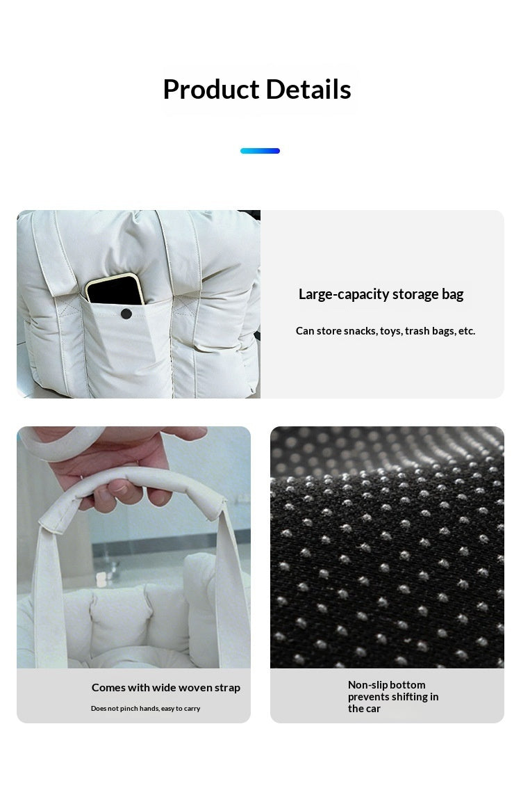 Storage pocket handles and textured underside details