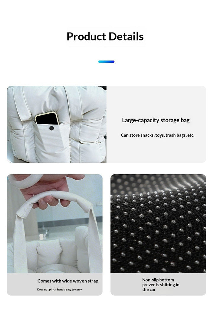 Storage pocket handles and textured underside details
