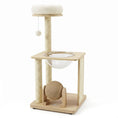 Cargar la imagen en la vista de la galería, 40-inch solid wood cat tree with sisal posts, space capsule, and plush top perch
