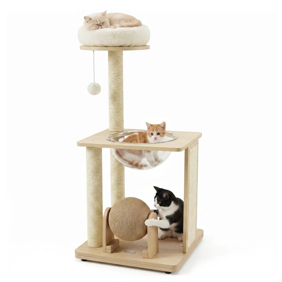 40-inch solid wood cat tree with space capsule and sisal posts by DirectDeals
