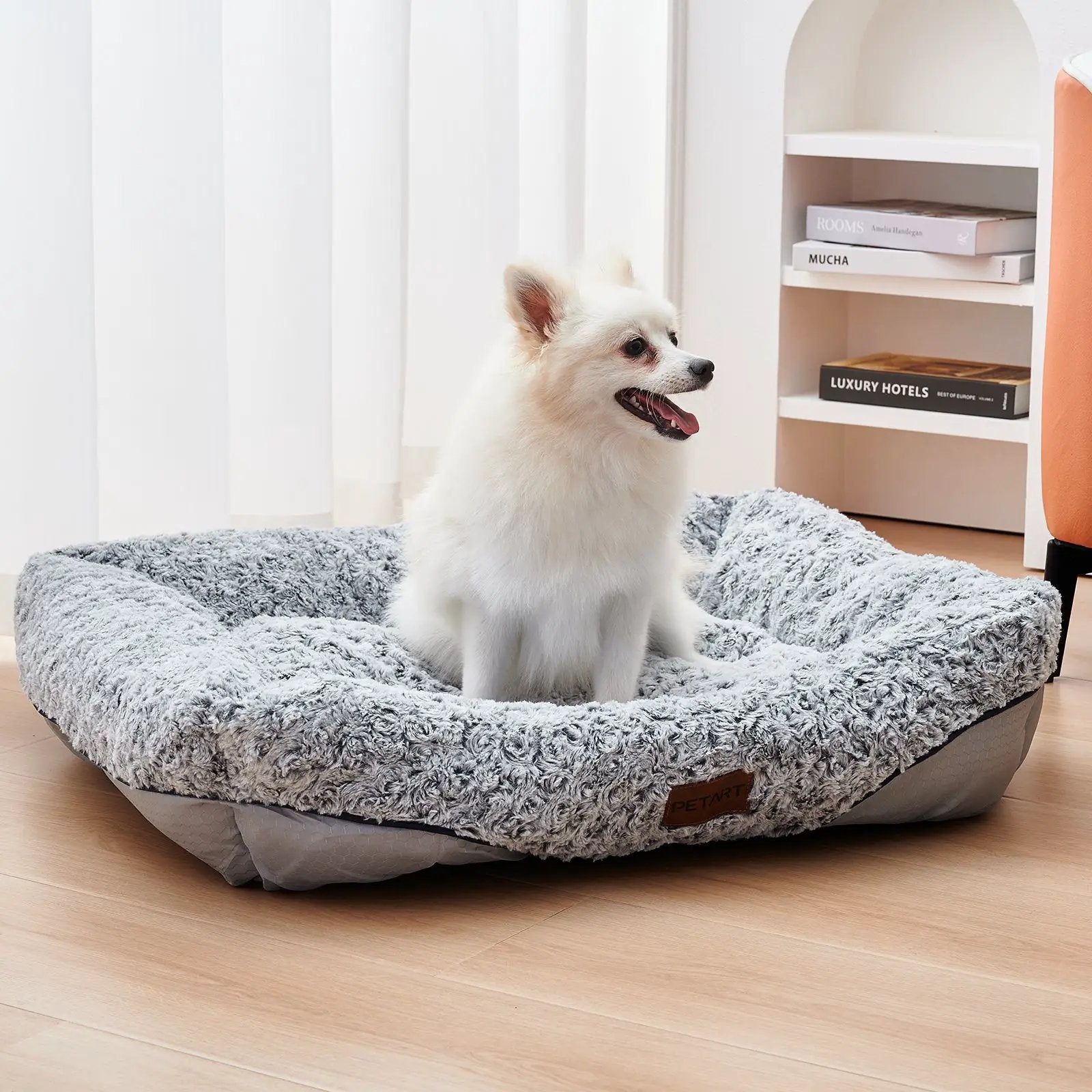 Swirl Rose Velvet Calming Dog Bed Anti-Anxiety Plush Pet Sofa Small by Sell My Stuff