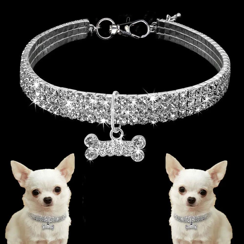 Bling Rhinestone Dog Collar Crystal Puppy Chihuahua Pet Dog Collars Leash For Small Medium Dogs Cats by My Store