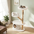 Bild in Galerie-Betrachter laden, DirectDeals 41-Inch Cat Tower with real wood branches and cream rope posts; 2 cats perched.
