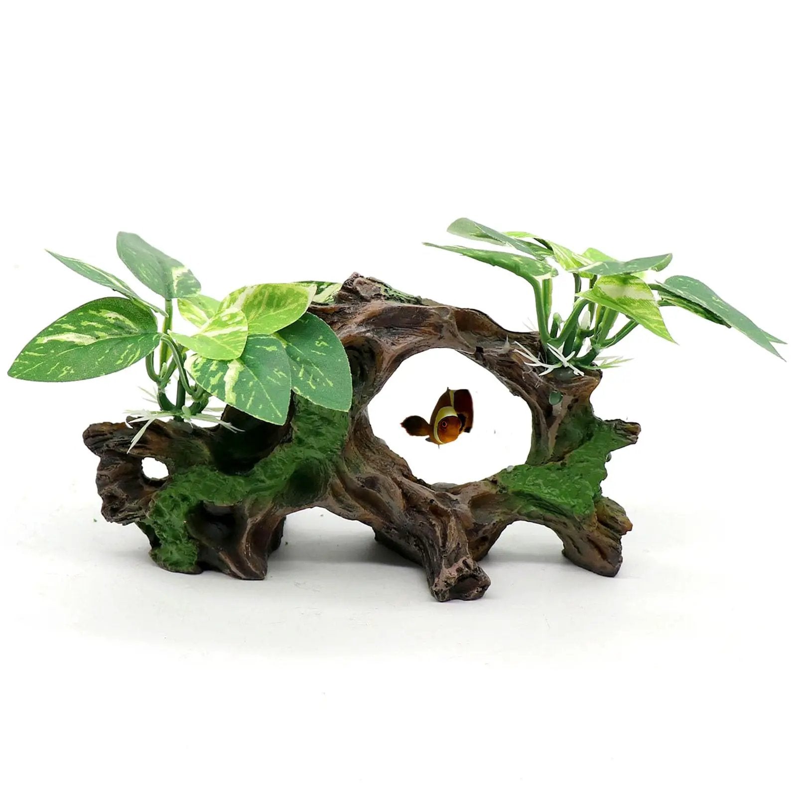 relaqcc Fish Tank Decorations Artifical Driftwood Cave Aquarium Decor Ornaments Silk Aquarium Plants for Betta Fish Tank Accessories - from For Animals, With Love