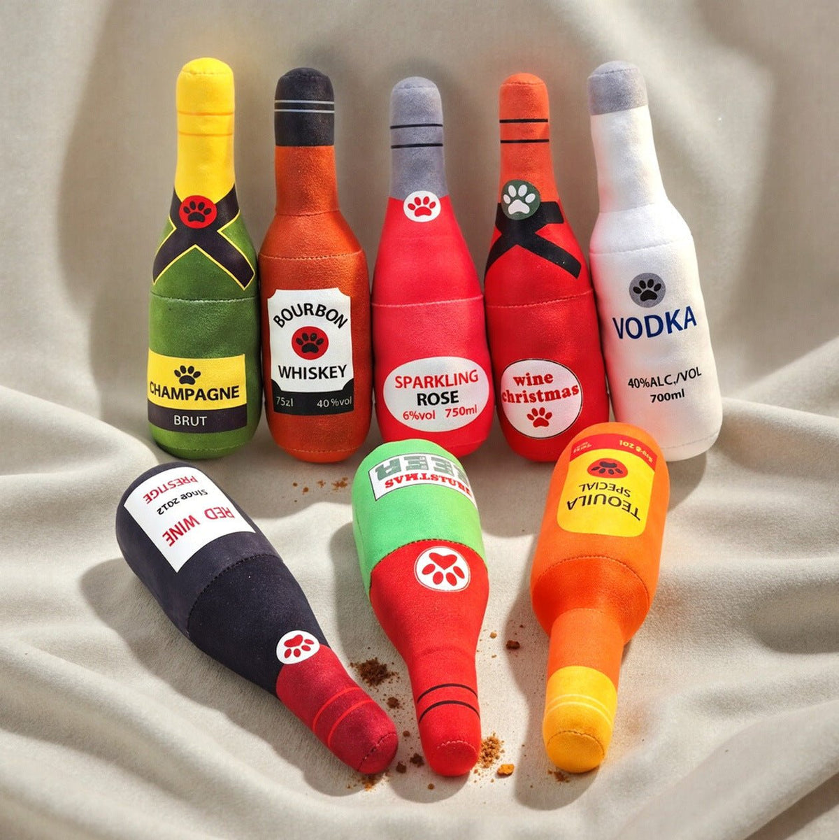 Wine Bottle Plush Squeaky Dog Toy – photo 2