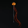 Cargar la imagen en la vista de la galería, Pet Zen Halloween Cat Teaser Stick with orange pumpkin plush, tassels, bell
