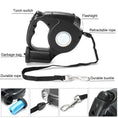 Cargar la imagen en la vista de la galería, Retractable Dog Leash With Built In LED Flashlight 4.5M Nylon Heavy Duty Strong Tether For Walk Black by Pawpampered
