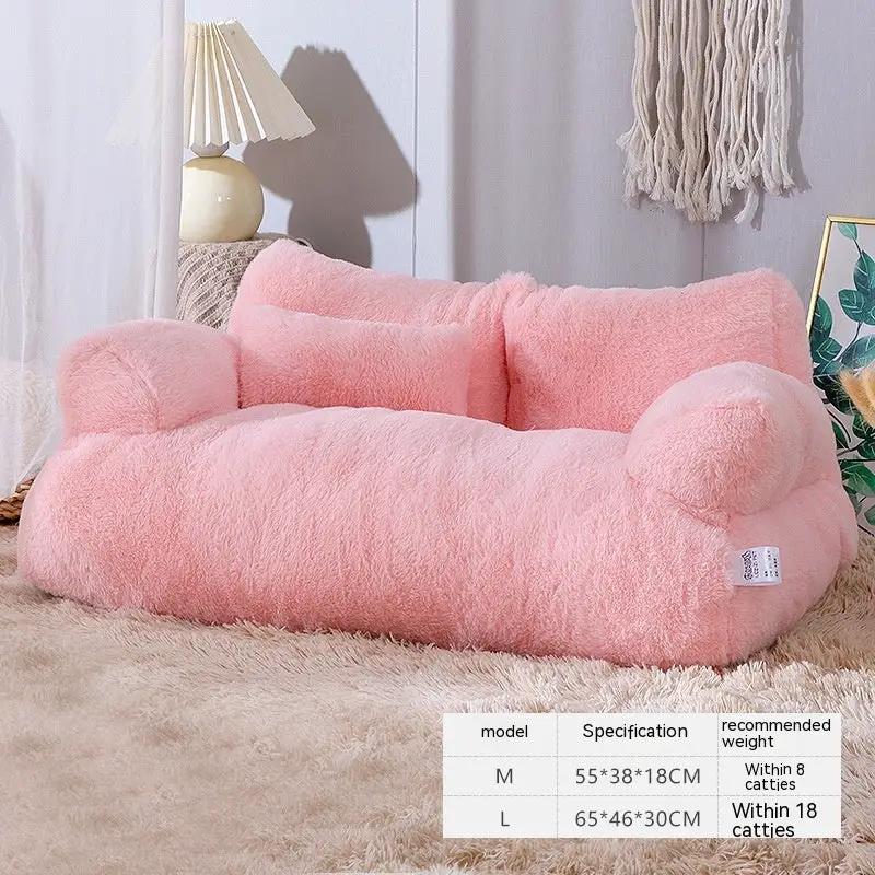 Cozy Cat Sofa Bed with Plush Pillow Indoor Non Slip Bottom Supportive Soft Backrest Design by Pet Zen