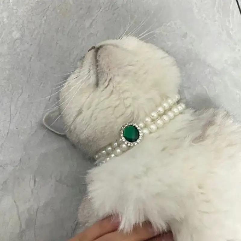 FelineStyle Cat Pearl Necklace Pet Collar Lightweight Durable Plastic Fashion Accessory For Feline Companions Stylish by Pet Zen