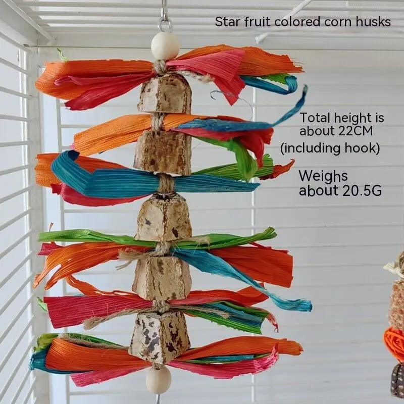 Yangtao Natural Parrot Chew Toys Bird Cage Stand Rod Accessories Vine Ball Corn Core Durable Wood Material Set by Sell My Stuff