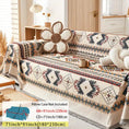 Load image into Gallery viewer, Extra Large Sofa Cover by topspet; stretchable furniture protector in beige with navy geometric pattern.
