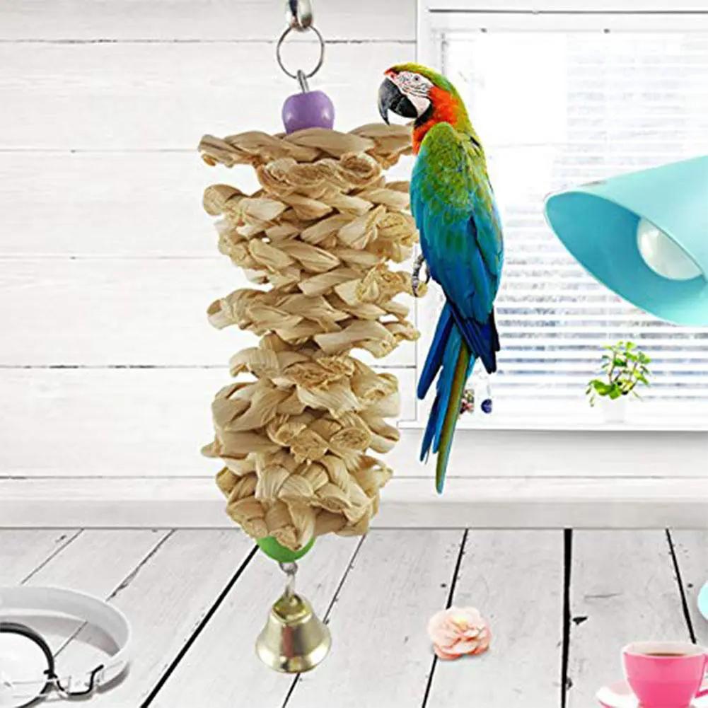 Premium Natural Grass Bird Parrot Toy With Bell For Chewing Resistance Hanging Cage Play Activity Gift by Sell My Stuff