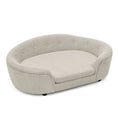 Charger l'image dans la visionneuse de la galerie, OVERSIZED Size Oval Semi-Enclosed Dog Sofa - Durable Linen Material, Button-Tufted Backrest, High-Center Low-Sides Support & Plush Comfort-Beige by HouseOfZazla
