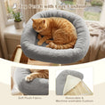 Load image into Gallery viewer, Multi-Level Solid Wood Cat Tree with gray plush cushion and orange cat on top by DirectDeals

