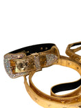 Carica l'immagine nel visualizzatore della galleria, Glam Gold Leather Pet Collar Harness & Leash Set by Allysa Payne Beverly Hills
