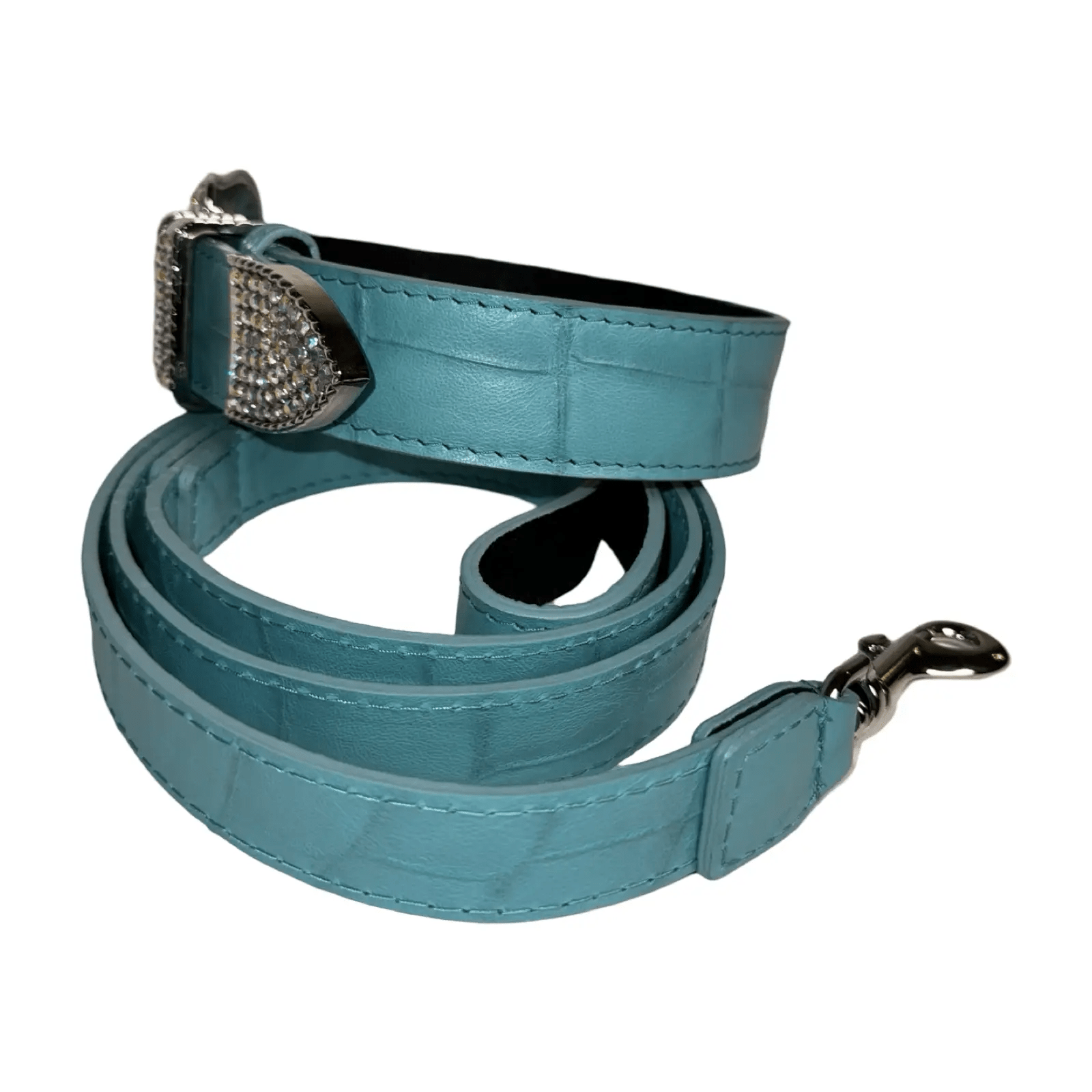 Tiffany Collection Turquoise Croc Leather Collar Set by Allysa Payne Beverly Hills