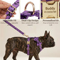 Load image into Gallery viewer, Luxe Pet Gear Halloween Classic Violet Print No Pull Harness With Matching Collar Leash And Bow Tie Set by DDPaws
