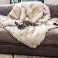 Load image into Gallery viewer, PupProtector Waterproof Throw Blanket from Paw.com - white with brown accents, dog blanket on sofa
