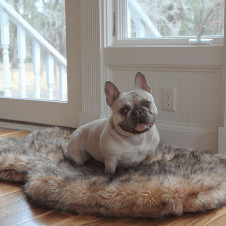 Paw.com PupRug Faux Fur Orthopedic Dog Bed, Curve Sable Tan