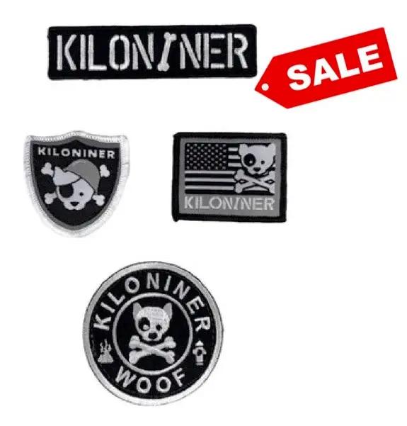 Kiloniner 4 Mini Patches Tessuti E Logo Stencil Con Retro In Velcro