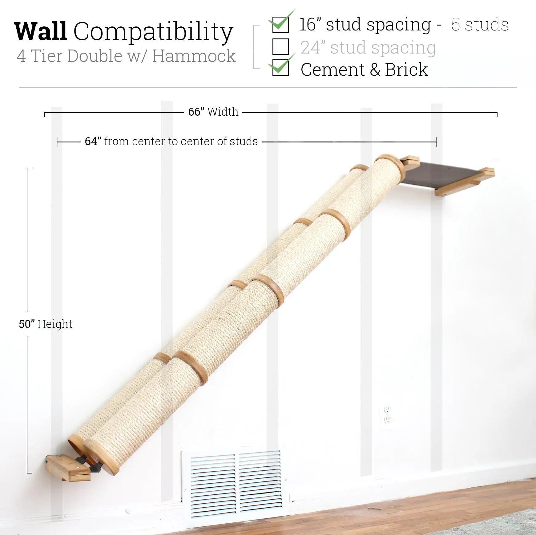 Slanted Cat Scratcher for Wall by Catastrophic Creations; sisal-wrapped ramp with wood ends