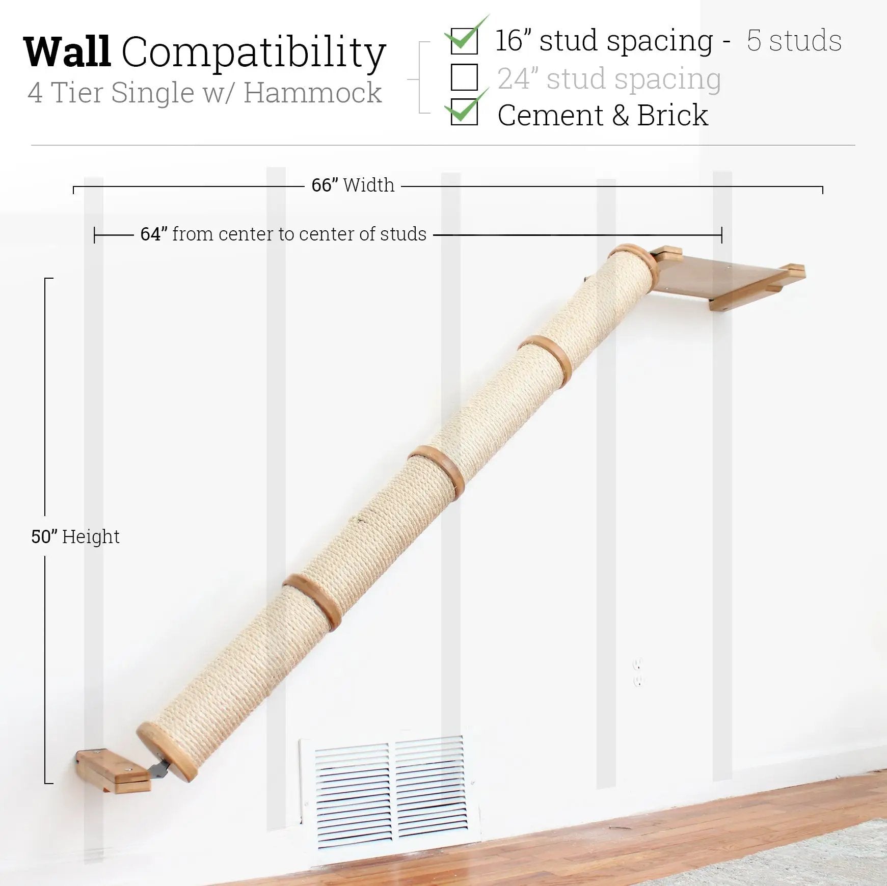 Slanted Cat Scratcher for Wall by Catastrophic Creations; sisal-wrapped incline with wooden mounts