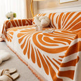 Load image into Gallery viewer, Versatile Chenille Sofa Cover in orange and white pattern; pet-friendly furniture protector by topspet
