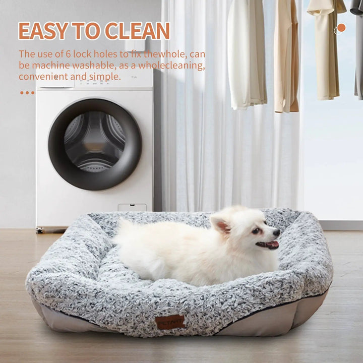 Swirl Rose Velvet Calming Dog Bed Anti-Anxiety Plush Pet Sofa Small by Sell My Stuff