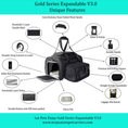 Load image into Gallery viewer, Mr. Peanut's Gold Series Expandable V3.0 Pet Carrier, black, air-travel approved with multiple pockets.
