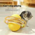 Load image into Gallery viewer, Cat toy: yellow sisal ball with wooden spinning rings and small rolling balls for self-entertainment
