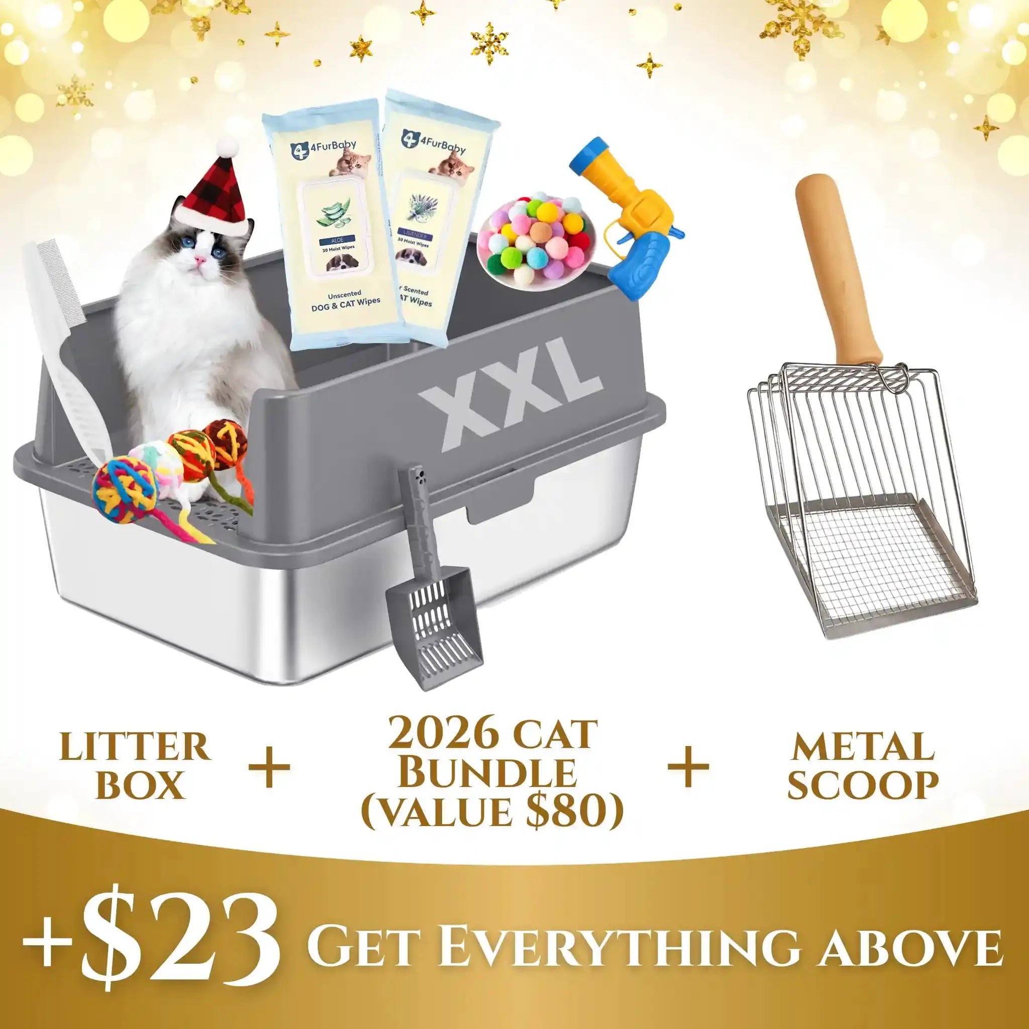 XXL 304 Stainless Steel Cat Litter Box by 4FurBaby