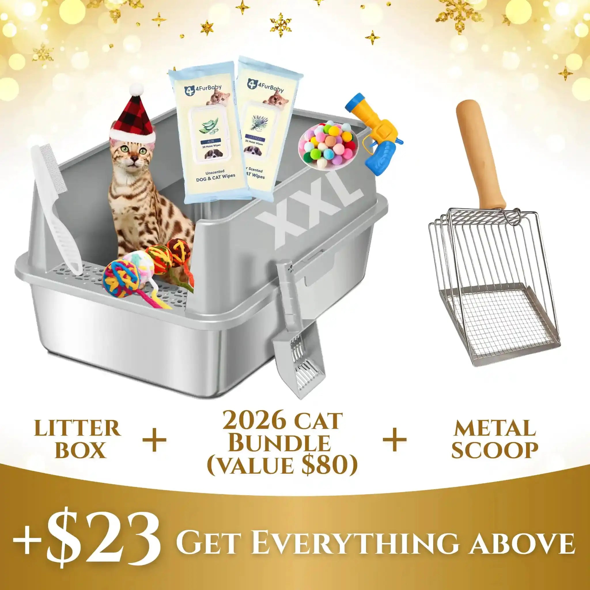 XXL 304 Stainless Steel Cat Litter Box by 4FurBaby