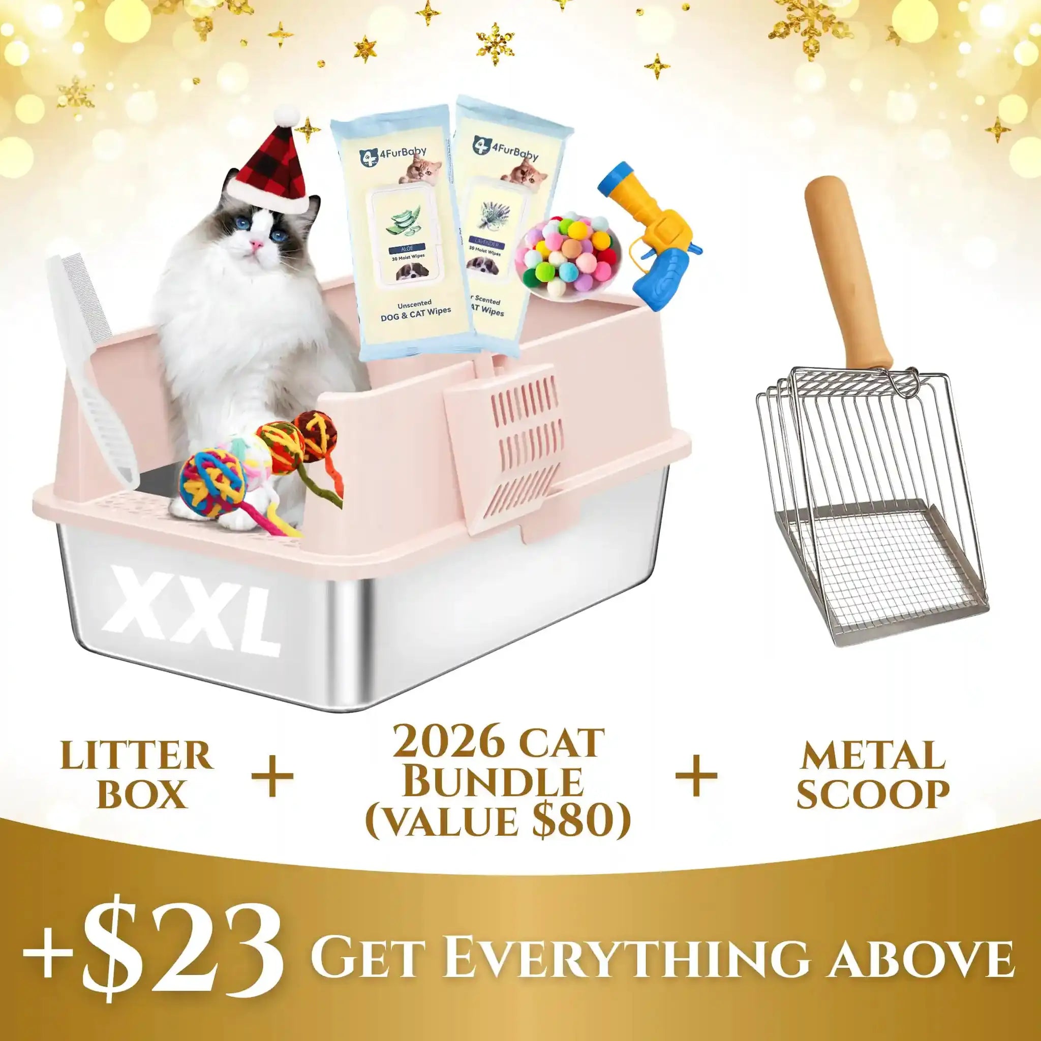 XXL 304 Stainless Steel Cat Litter Box by 4FurBaby
