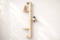 Charger l'image dans la visionneuse de la galerie, Wall-mounted cat scratcher pole with a sisal-wrapped post and three wooden platforms; two cats perched.
