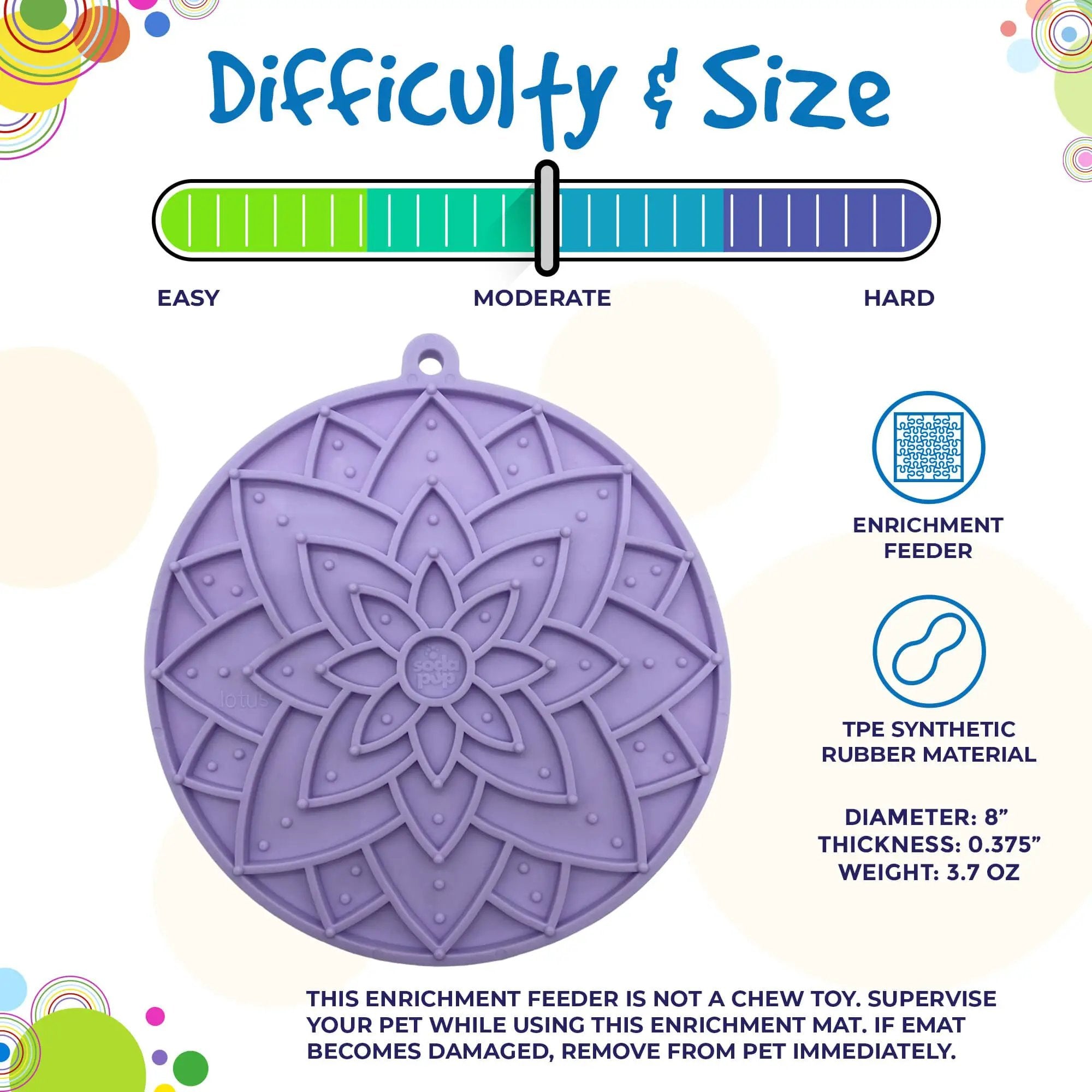 Lotus Design emat - Enrichment Lick Mat For Dogs and Cats - With Suction Cups | USA Made by SodaPup/True Dogs, LLC