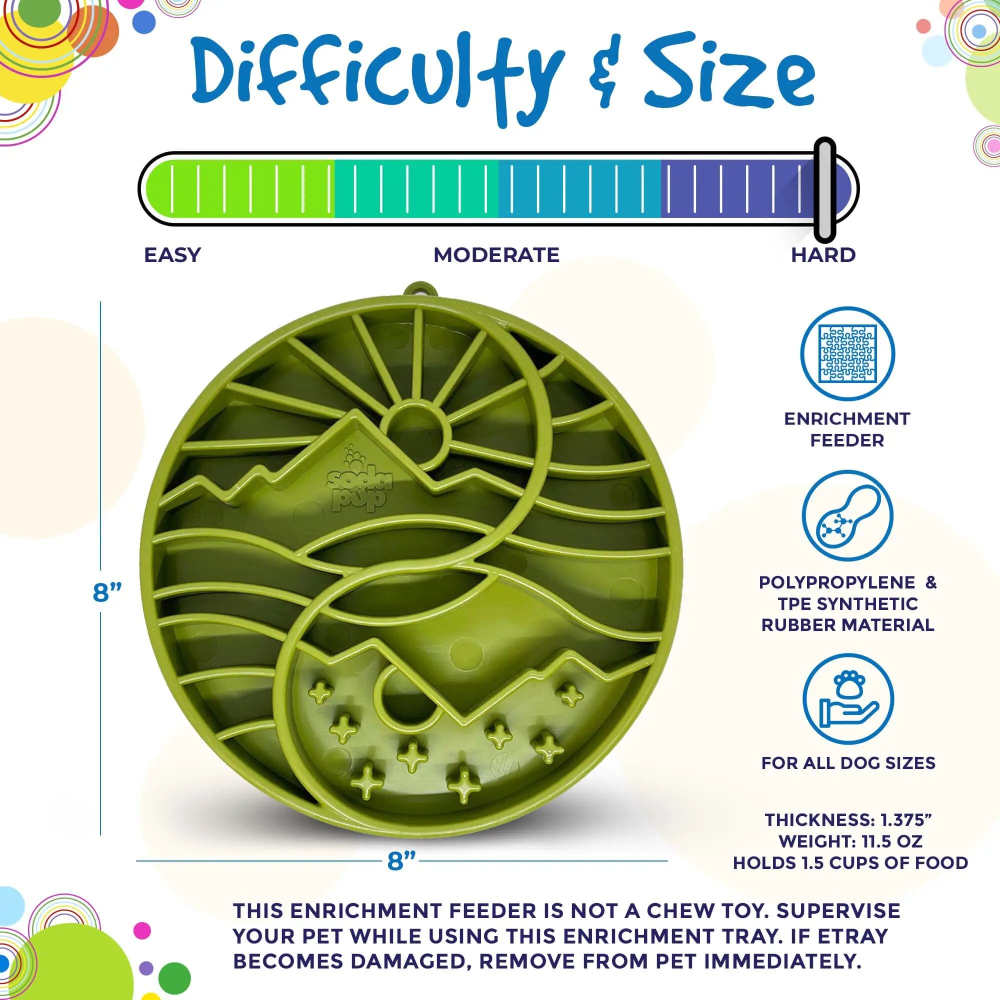 SodaPup Sun And Moon ETray Shallow Slow Feeder Dog Bowl 8 Inch Diameter USA Made by SodaPup/True Dogs, LLC