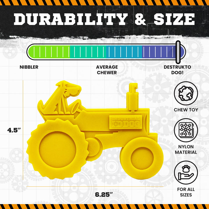 SodaPup Tractor eChew nylon dog chew toy in yellow or brown, view 6