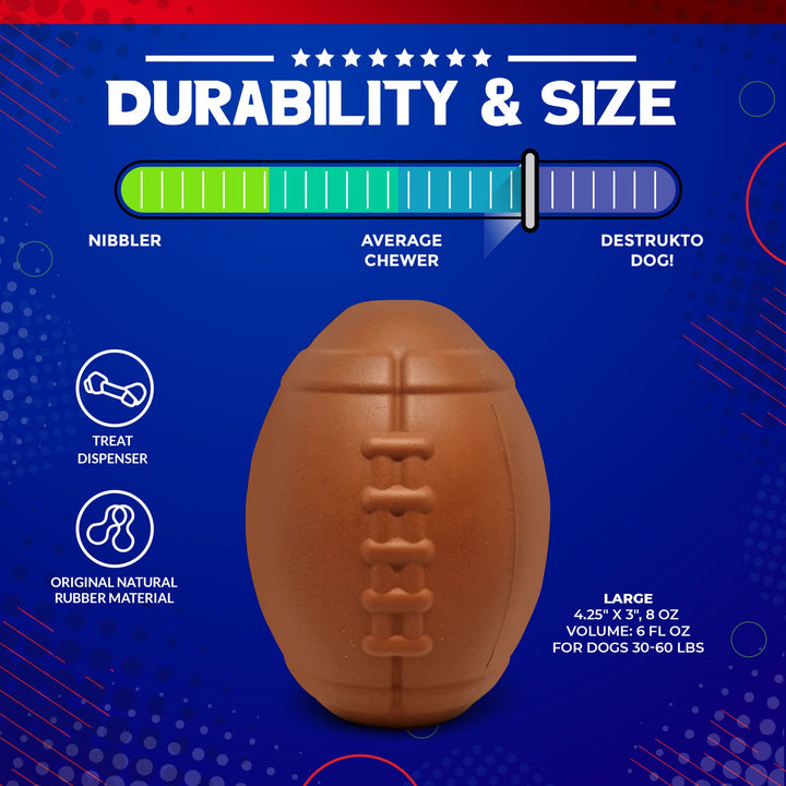 SodaPup Football natural rubber dog toy treat dispenser, view 7