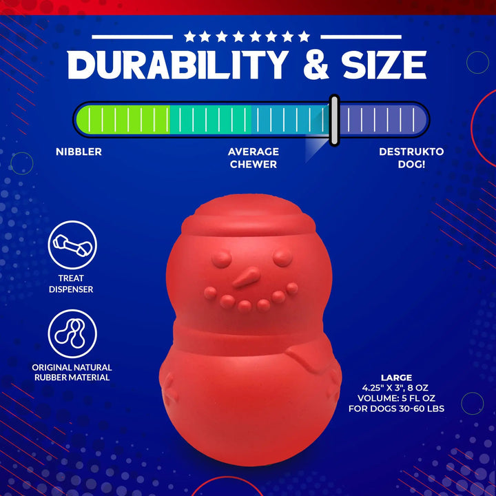 SodaPup red Snowman eDispenser rubber dog treat toy, view 4
