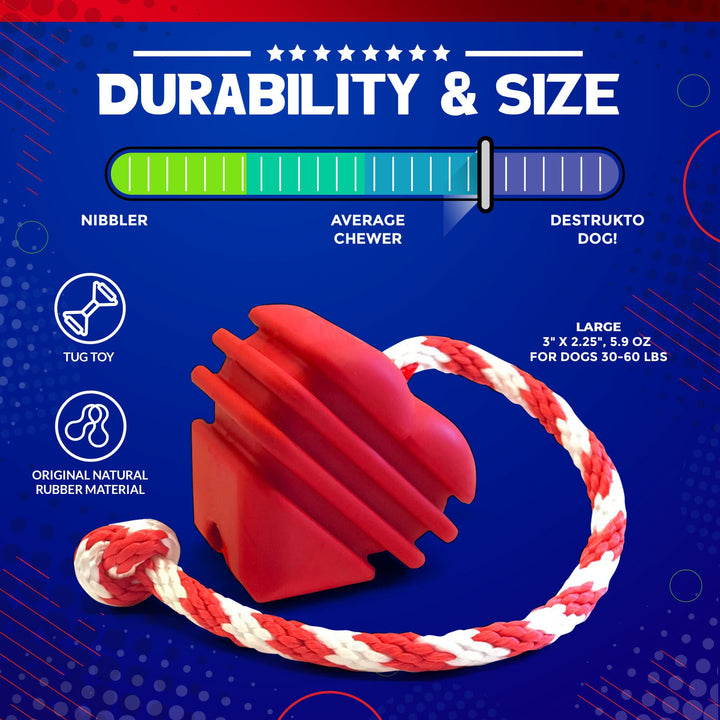 SodaPup heart-shaped rubber dog toy with string handle, view 4