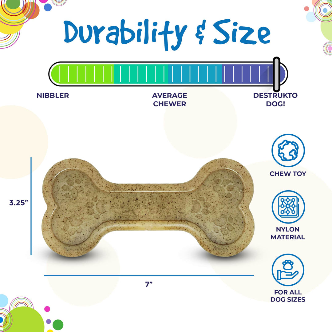 SodaPup Bone eChew nylon dog chew toy in brown, view 7